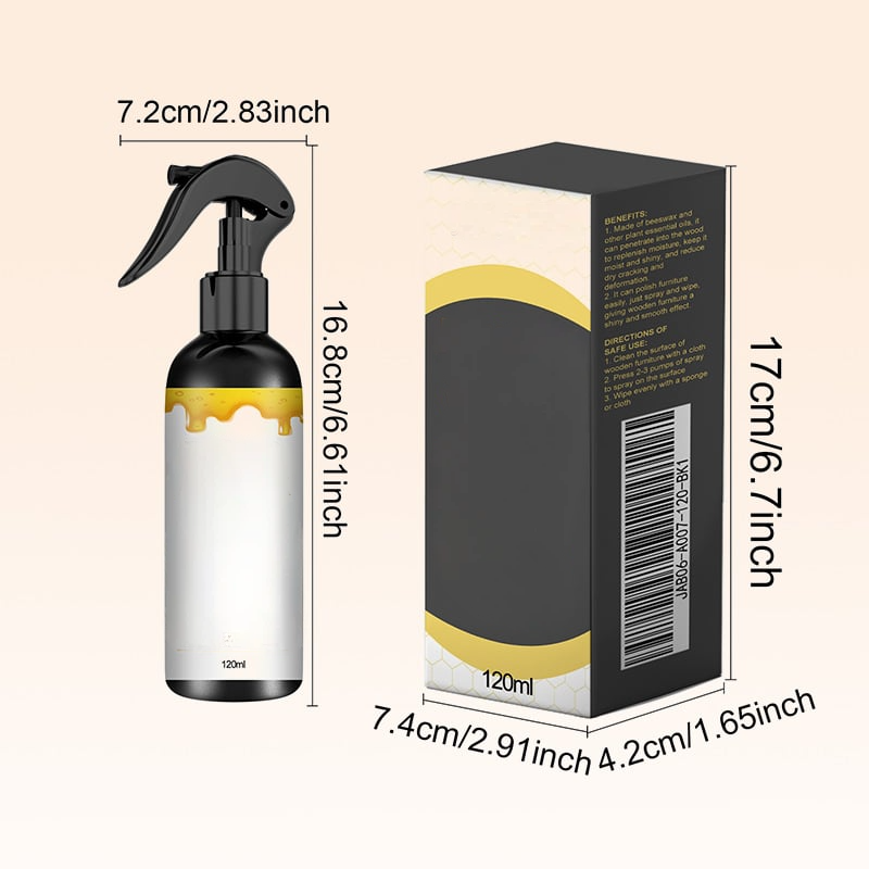 🧹✨Natürliche Bienenwachs Pflegespray für Holzmöbel 🛡️🌿Giftfrei & geruchlos – sicher für Kinder & Haustiere. Einfache Reinigung & langanhaltender Glanz. Ideal für alte Möbel, Holzhandwerk & Bambu.