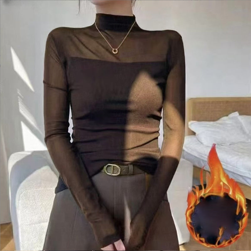 🔥👚Mesh-Top mit Stehkragen für Damen