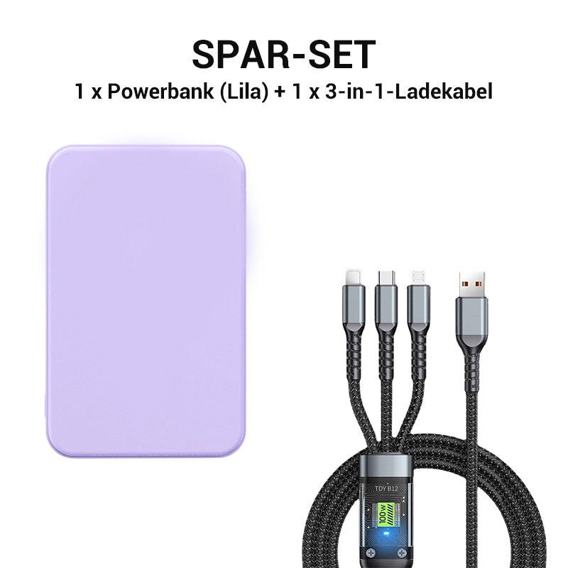 Magnetische Powerbank 5000mAh – 20W Schnellladung, kabelloses Laden & integrierter Ständer für Reise und Büro