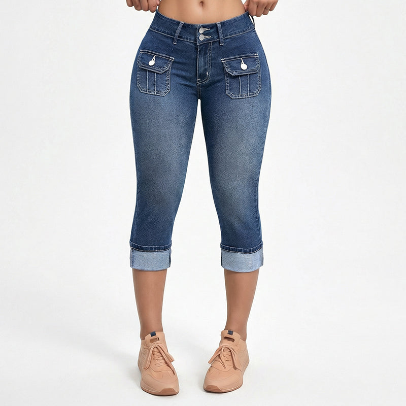 Caprihose für Damen aus Stretch-Denim in Slim-Fit-Passform