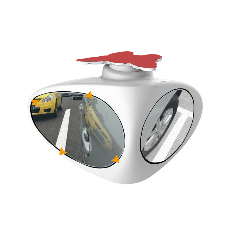 🚗 Doppel Spiegel für toten Winkel – 360° drehbar, HD Glas, wetterfester Kleber – simultane Sicht auf Vorder- & Hinterräder – für sicheres Parken & Spurwechsel