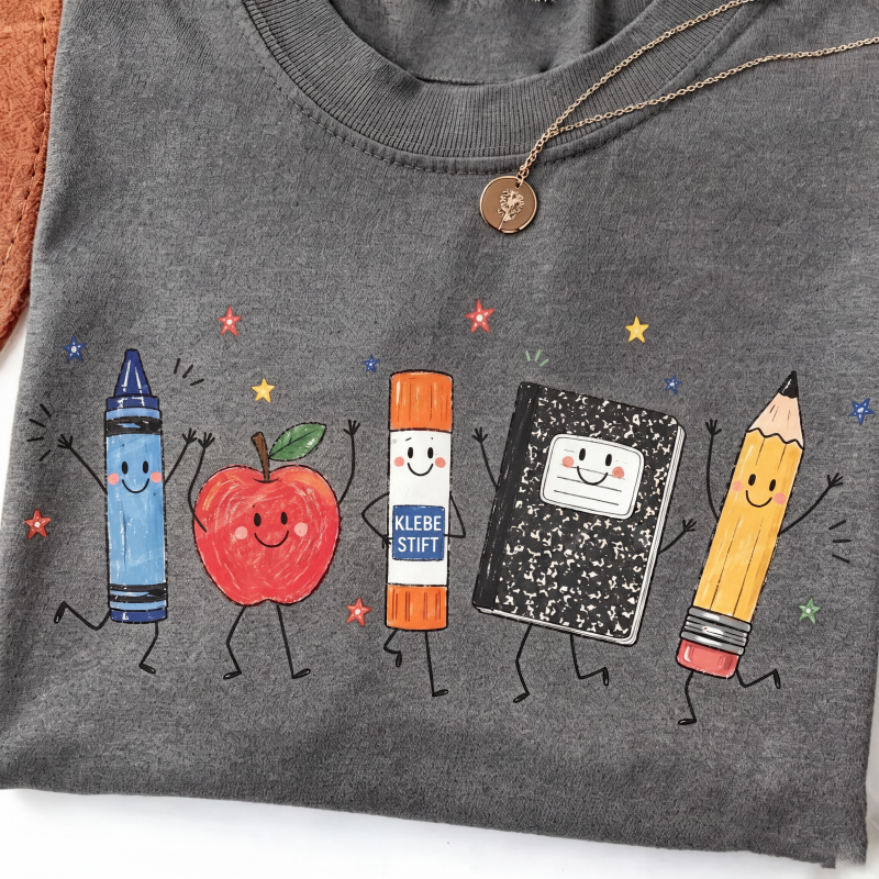 Niedliches grafisches Kurzarm-T-Shirt für Damen