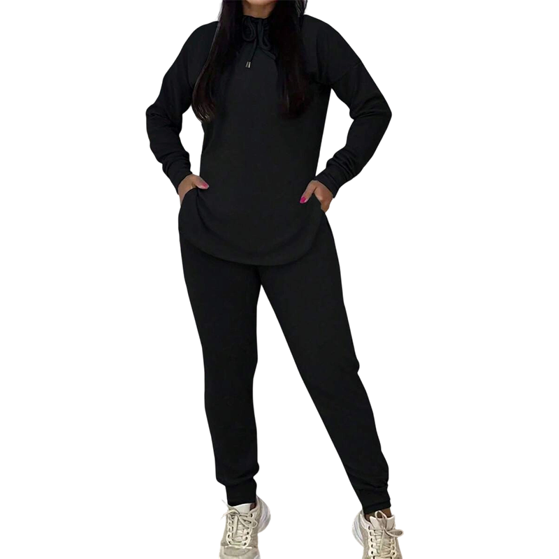 🔥Beliebtes Produkt !✨Zweiteiliger, legere Trainingsanzug aus einfarbigem Stoff für Damen