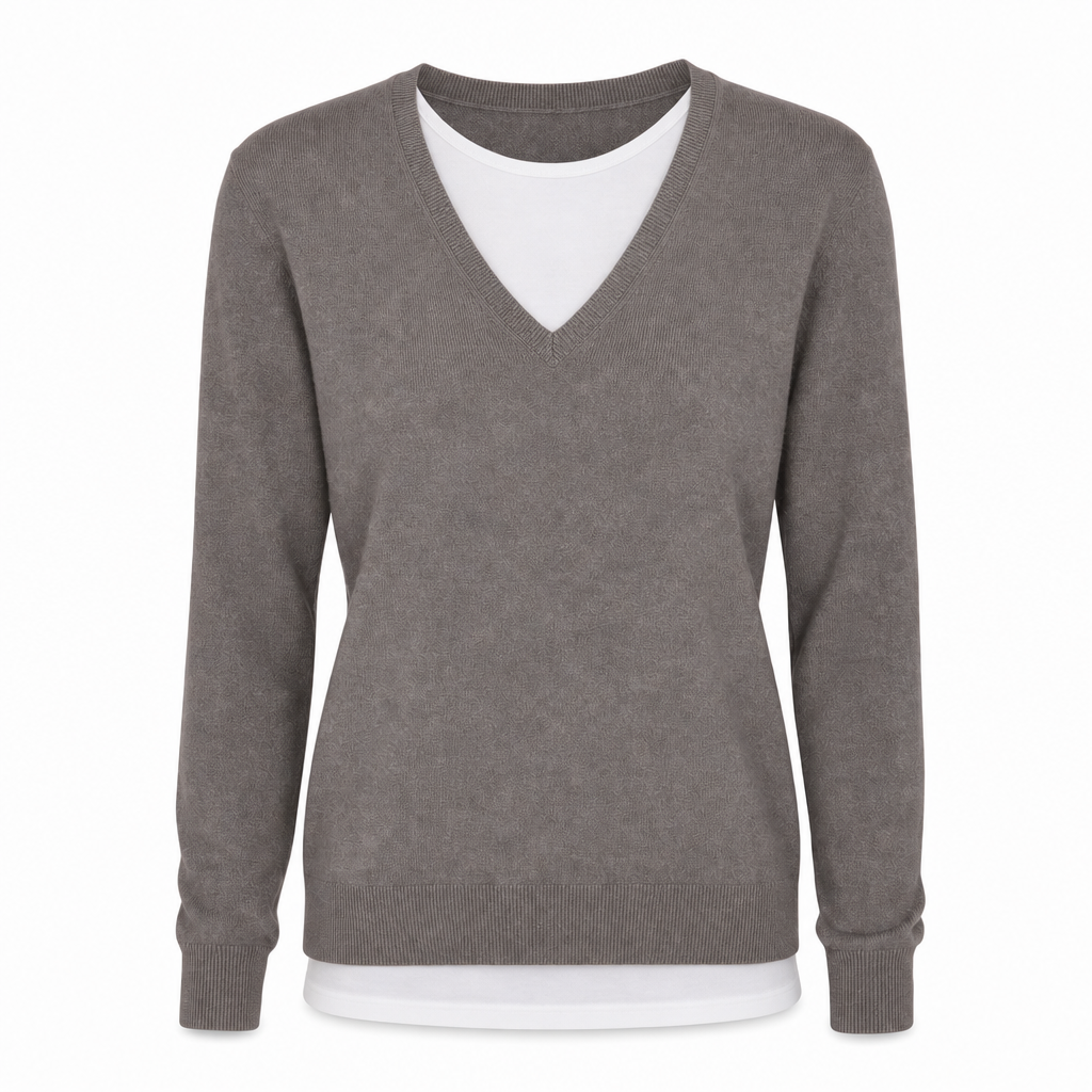 🔥Beliebtes Produkt !✨Zweiteiliger Strickpullover mit V-Ausschnitt für Damen