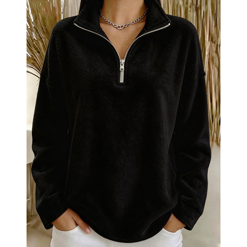 🔥Beliebtes Produkt !✨Bequemes, gemütliches Quarter-Zip-Sweatshirt für Damen