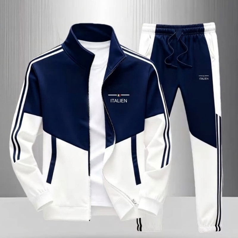 📢🎉Räumungsverkauf🛍️✨Herren Farbblock-Reißverschlussjacke und Kordelhosen-Set