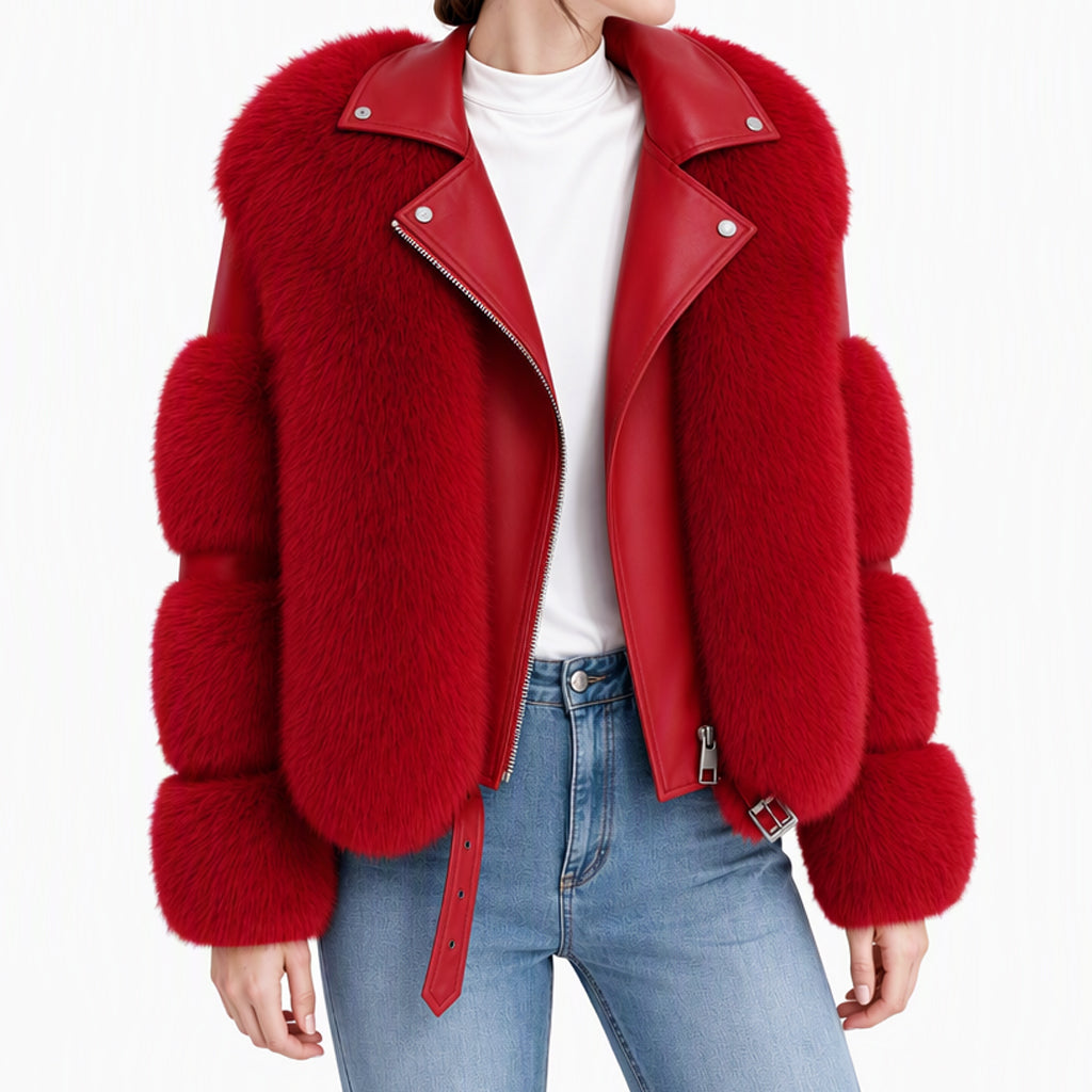 ✨Neu Eingetroffen! Damen Kunstfell Kurzmantel Wintermantel