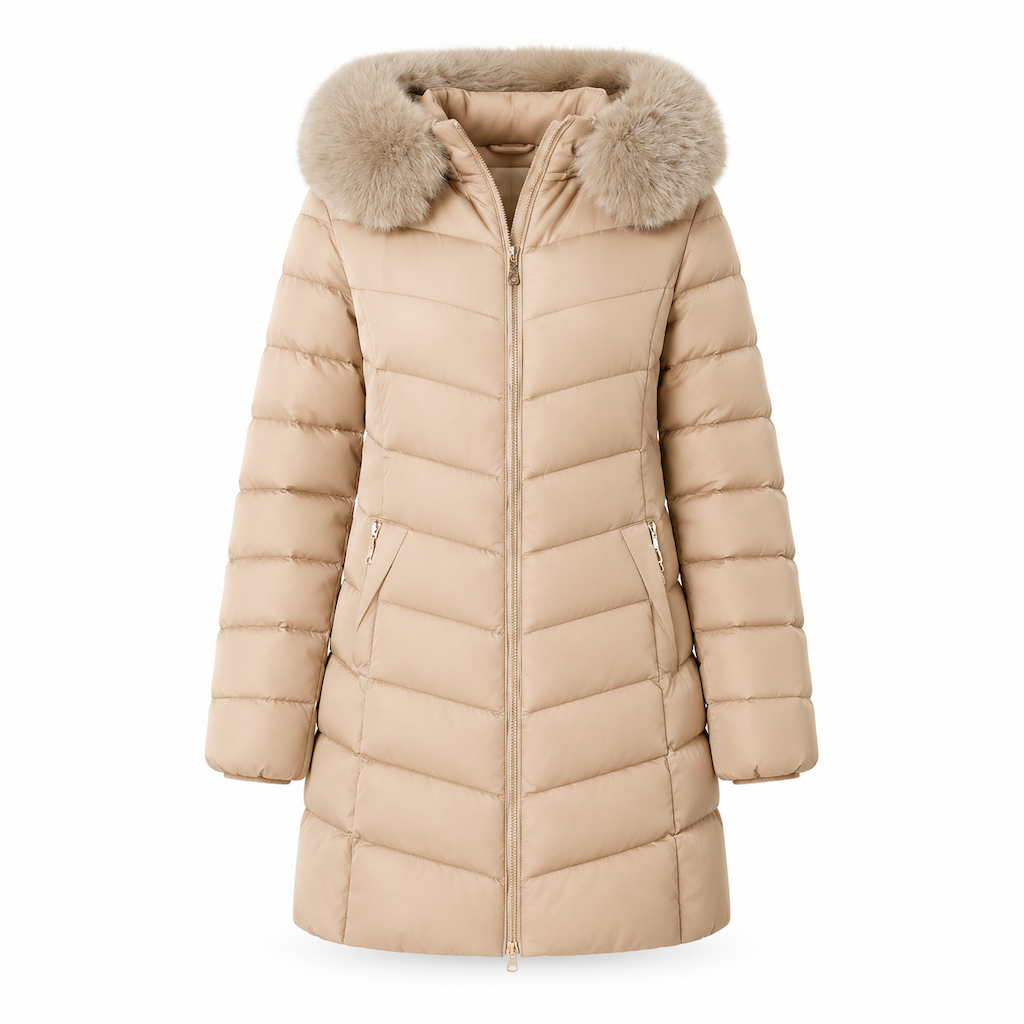 ⏰ Countdown läuft – 50% nur noch 3 Tage! Damen mittel langer, taillierter Winter Steppmantel mit grobem Pelzkragen, Oberbekleidung
