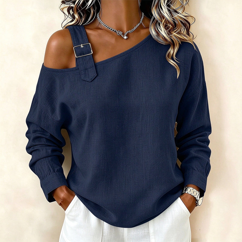 📢🎉50%Rabatt!!!🛍️✨Damen Longsleeve mit asymmetrischem Off-Shoulder-Design