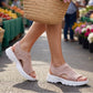 Atmungsaktive Plateau-Sandalen aus Mesh für Damen