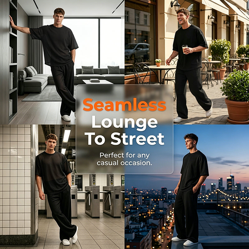 🎁 Nur für kurze Zeit: 50 % Rabatt! 👔 2-teiliges Set: Herren-T-Shirt & weite Hose – Trendig, bequem & sofort tragbar 💥