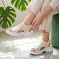 Atmungsaktive Plateau-Sandalen aus Mesh für Damen