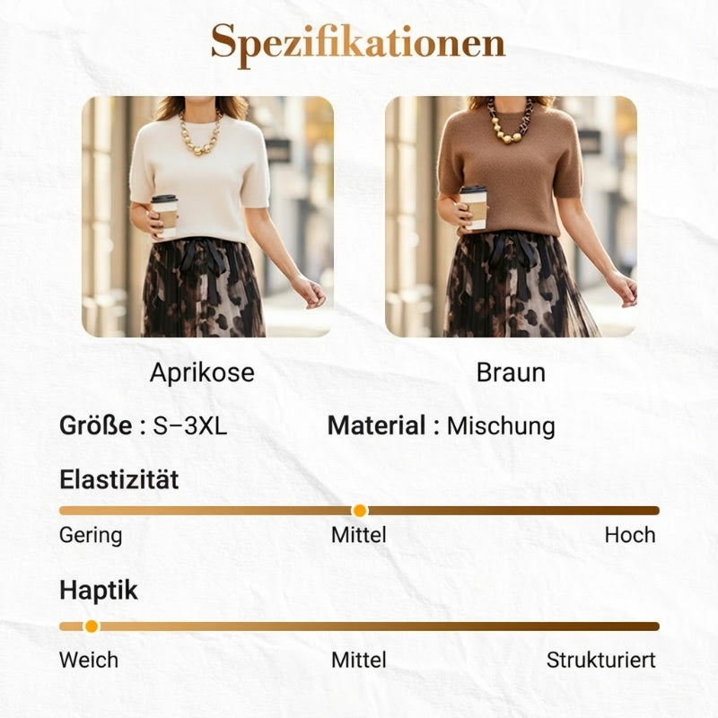 Zweiteiliges Set für Damen bestehend aus Pullover und fließendem Rock mit Leopardenmuster