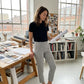 ⏰Nur noch heute 50% Rabatt!🔥Damen High-Waist Stretch-Hose mit sicheren Reißverschluss-Taschen, figurschmeichelnder Cropped-Schnitt für Büro, Sport & Alltag ✨