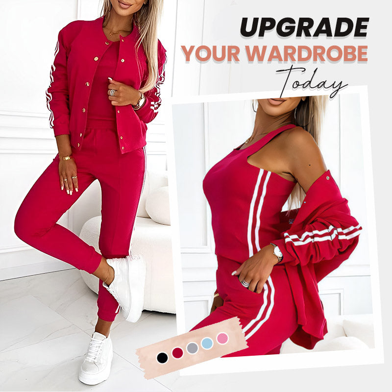 Dreiteiliges Damen-Set – Jacke und Baseballhose, Bequem und Sportlich