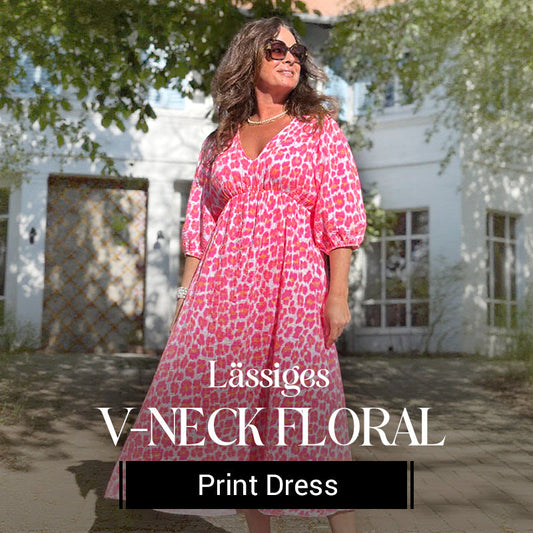 ⏳Time-Limited Special⏰Women's V-Neck Printed Dress – Brushstrokes of Summer🌺