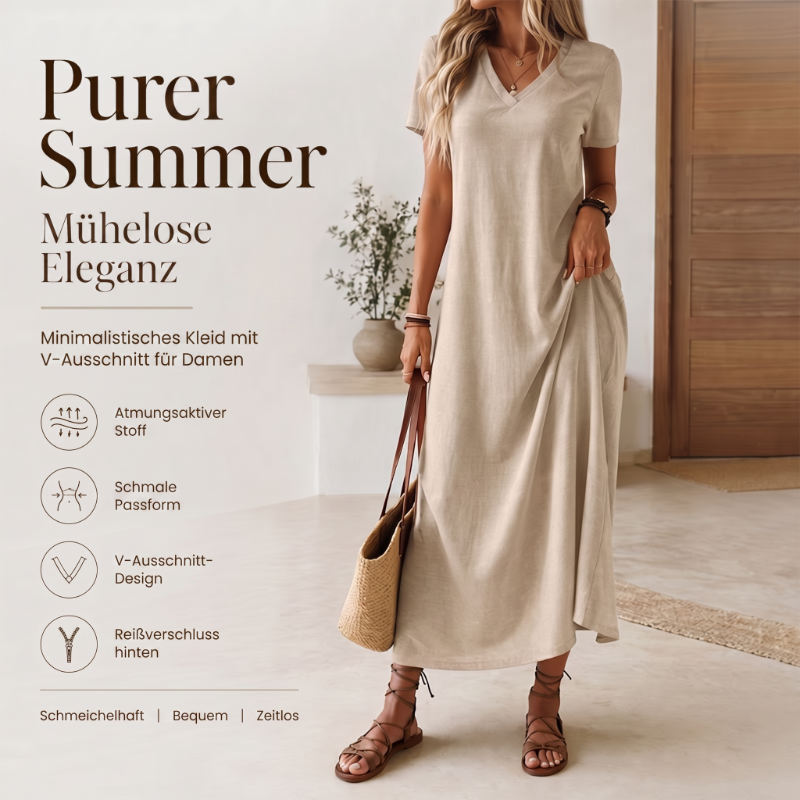 ⌛Zeitlich begrenztes Angebot – Damen Kurzarm V-Ausschnitt Maxikleid