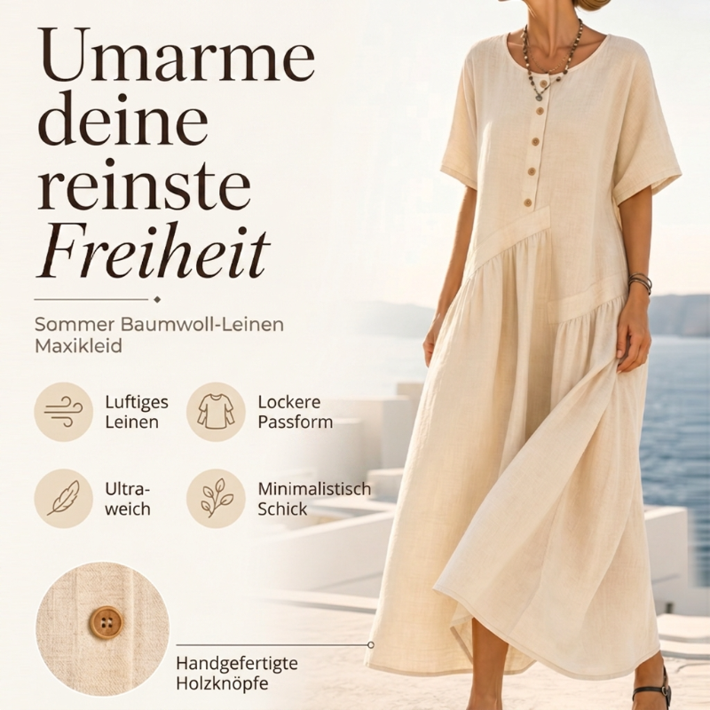 💎 Der Sommerhit 2026 – der Wahnsinn! 👗Maxikleid für Damen mit Knopfleiste und kurzen Ärmeln