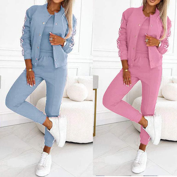 Dreiteiliges Damen-Set – Jacke und Baseballhose, Bequem und Sportlich