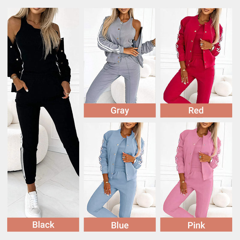 Dreiteiliges Damen-Set – Jacke und Baseballhose, Bequem und Sportlich