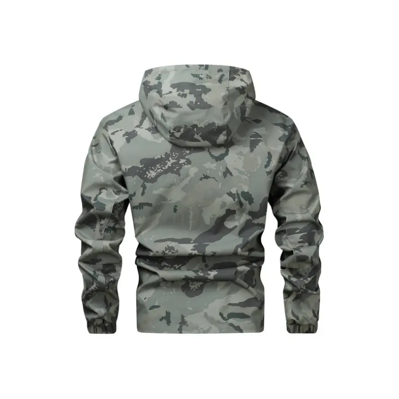 50 % Rabatt | Herren-Kapuzenjacke mit Camouflage-Muster und mehreren Taschen
