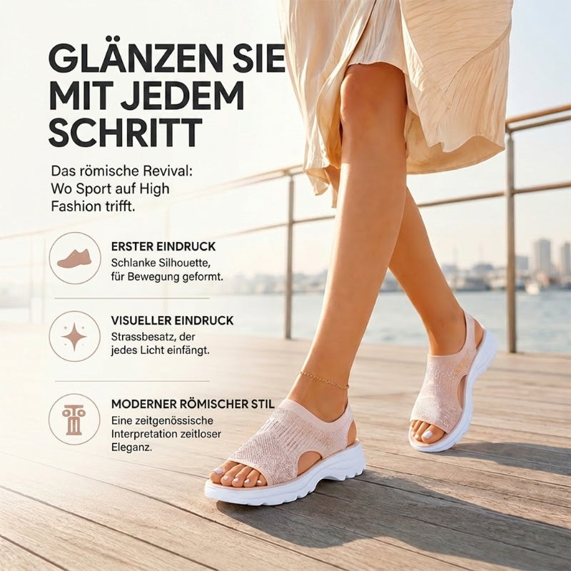 Atmungsaktive Plateau-Sandalen aus Mesh für Damen