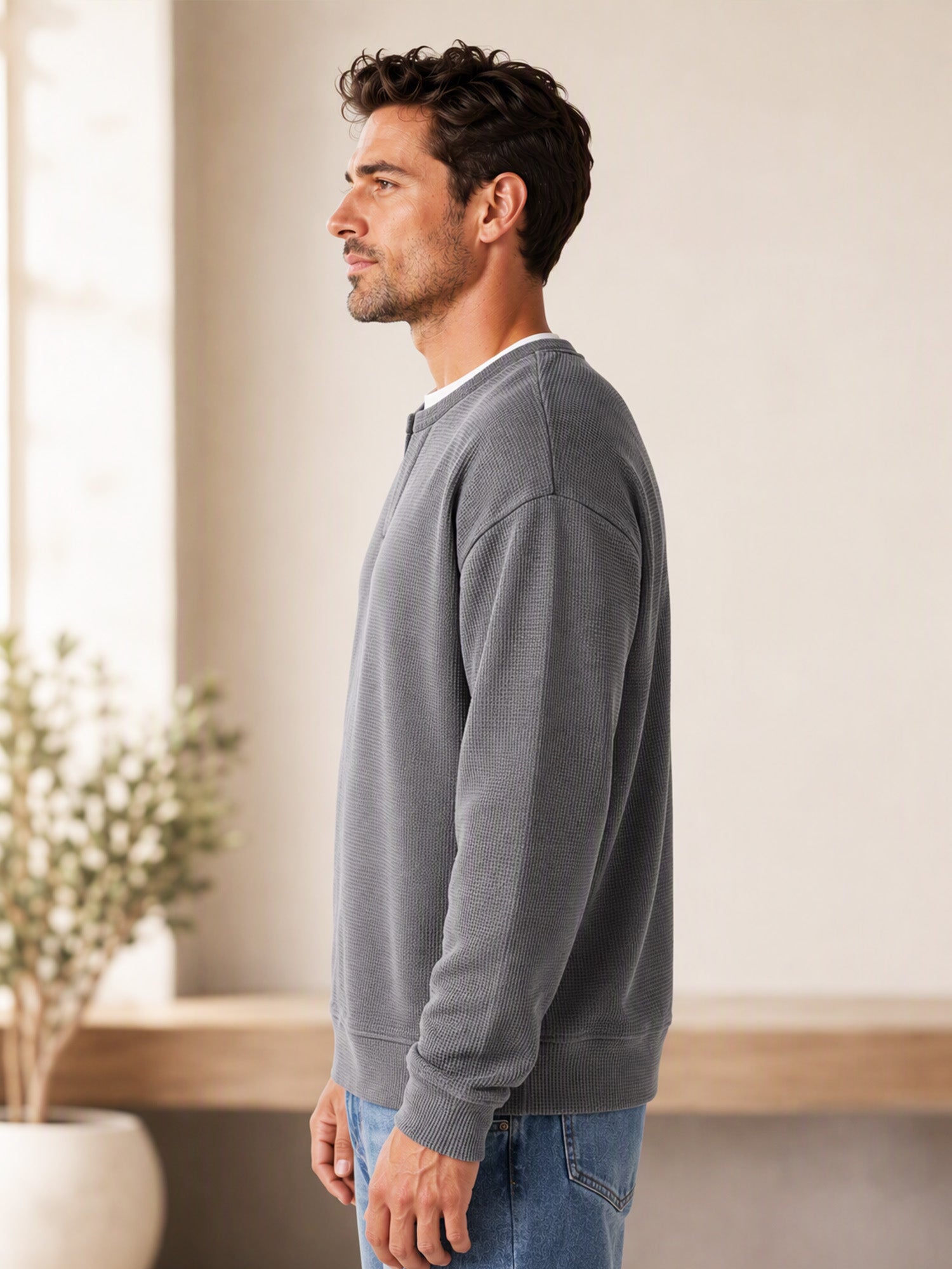 ✨ 50 % RABATT – Damen Waffel-T-Shirt im Layer-Look | Bequemer Alltagsstil mit eleganter Struktur 👚
