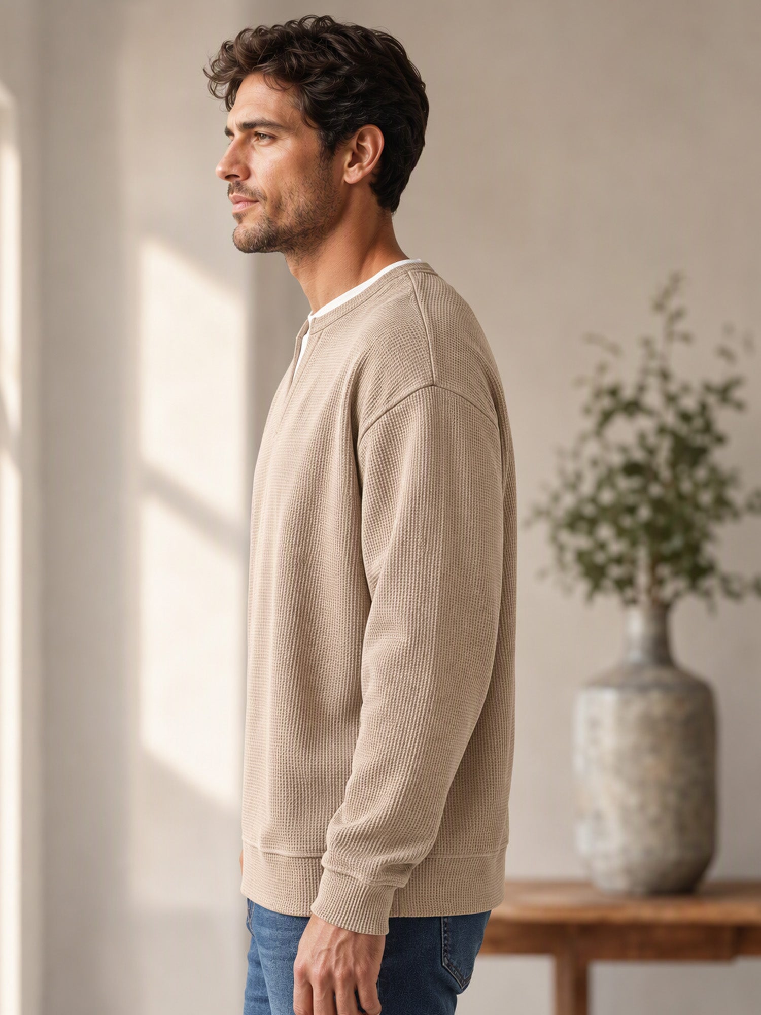 ✨ 50 % RABATT – Damen Waffel-T-Shirt im Layer-Look | Bequemer Alltagsstil mit eleganter Struktur 👚