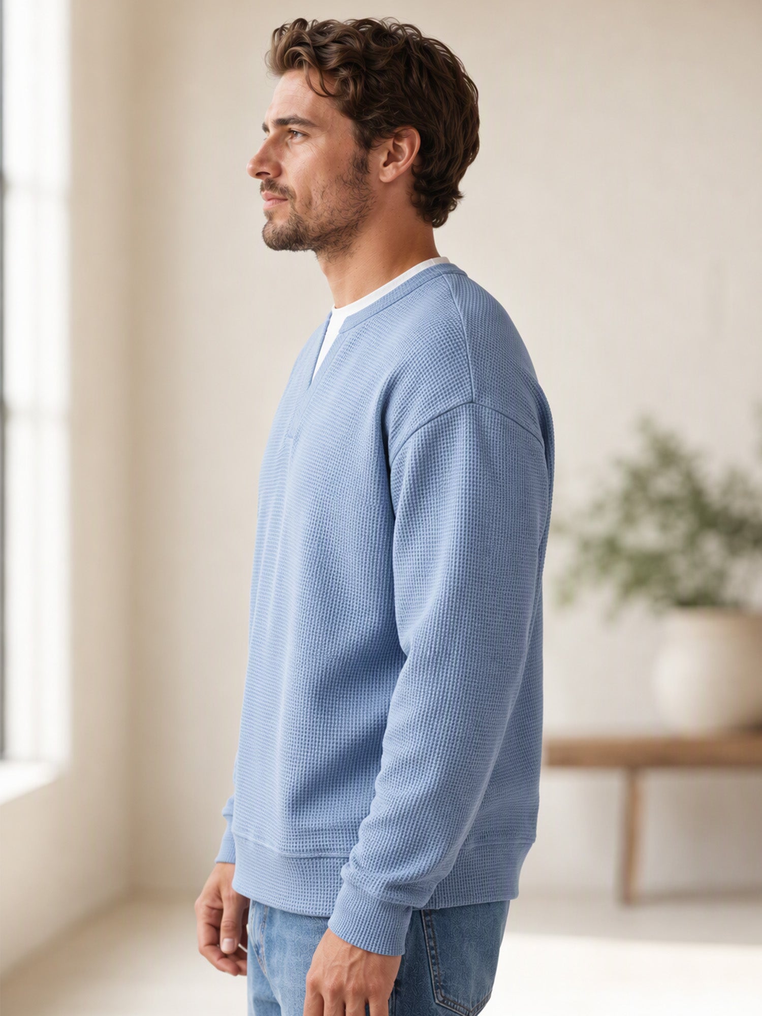 ✨ 50 % RABATT – Damen Waffel-T-Shirt im Layer-Look | Bequemer Alltagsstil mit eleganter Struktur 👚