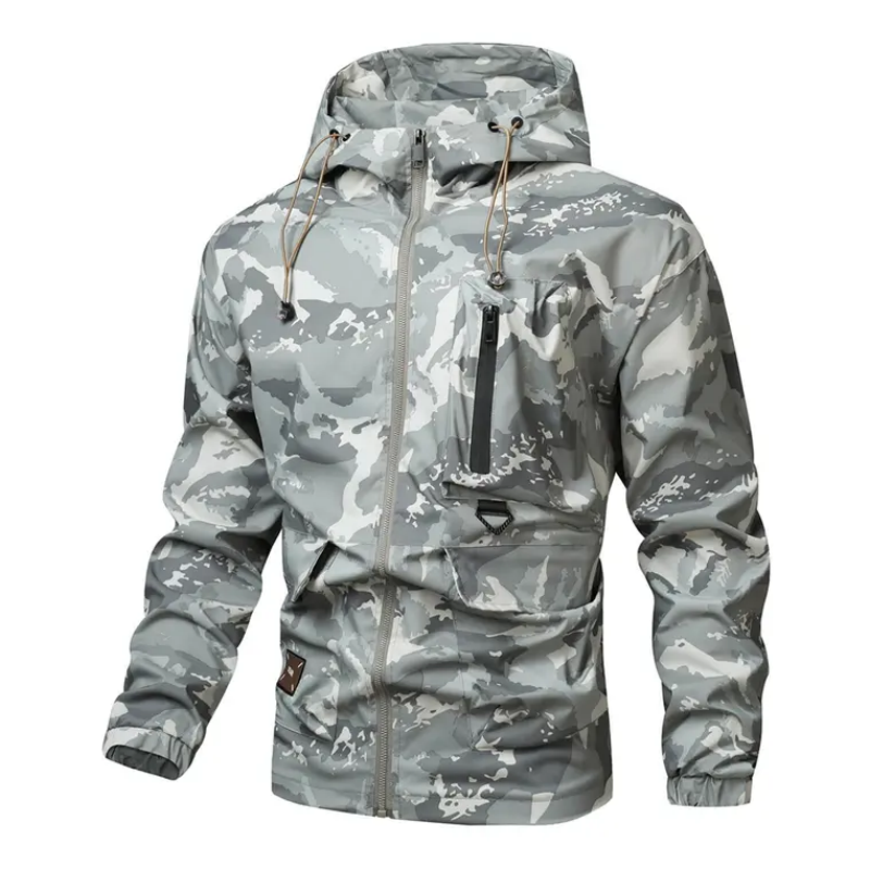 50 % Rabatt | Herren-Kapuzenjacke mit Camouflage-Muster und mehreren Taschen