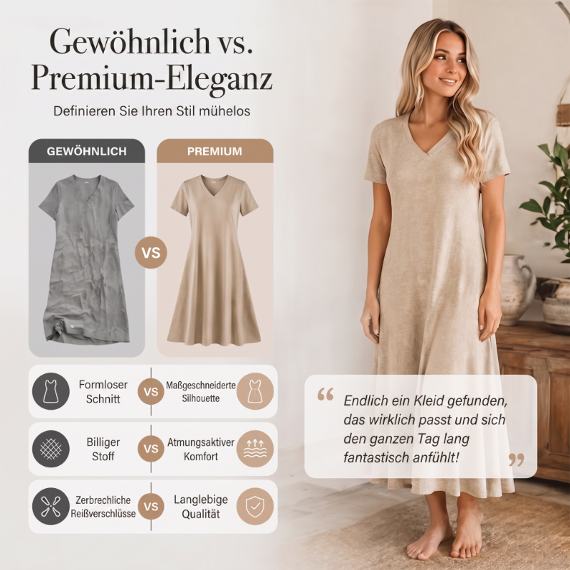 ⌛Zeitlich begrenztes Angebot – Damen Kurzarm V-Ausschnitt Maxikleid