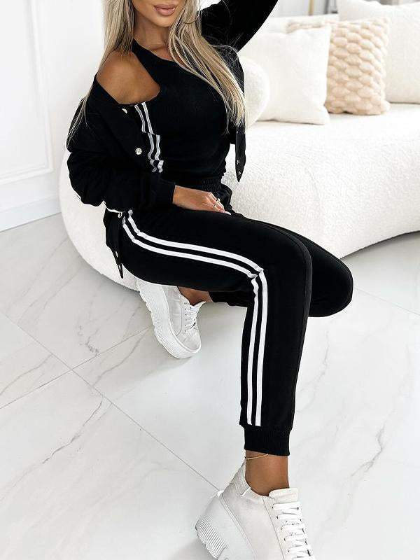 Dreiteiliges Damen-Set – Jacke und Baseballhose, Bequem und Sportlich