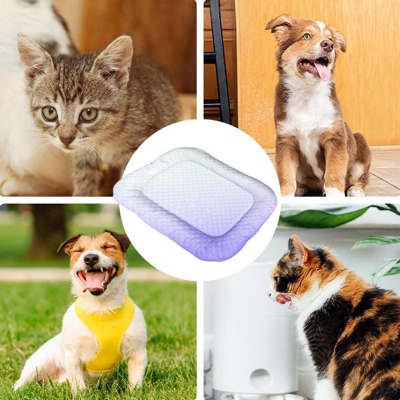 🐶🐱 Kühlende Haustiermatte für Hunde und Katzen – Sommerliche Kühldecke aus Eisseide in Farbverläufen, atmungsaktives, weiches Schlafkissen für drinnen, Sofa und Auto, waschbar, verschiedene Größen erhältlich