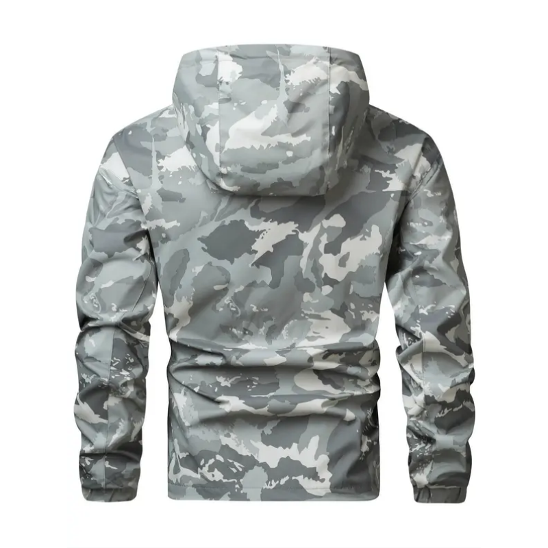 50 % Rabatt | Herren-Kapuzenjacke mit Camouflage-Muster und mehreren Taschen