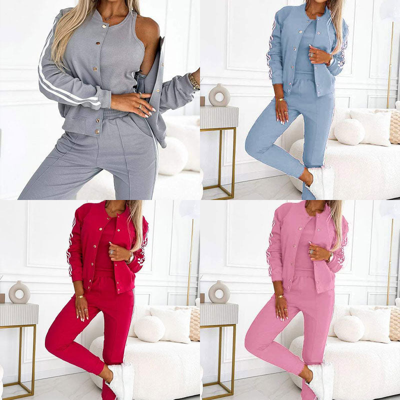 Dreiteiliges Damen-Set – Jacke und Baseballhose, Bequem und Sportlich