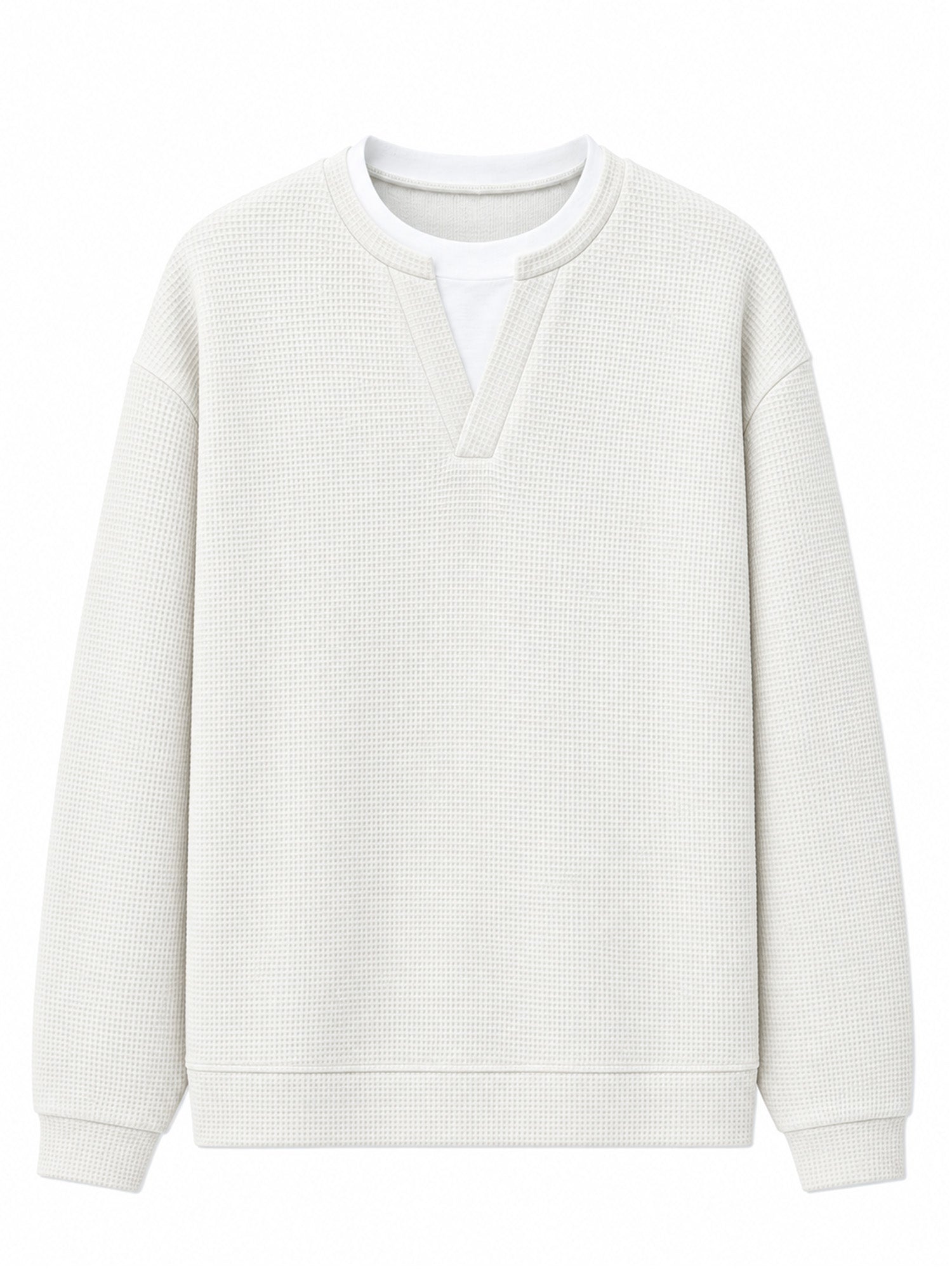 ✨ 50 % RABATT – Damen Waffel-T-Shirt im Layer-Look | Bequemer Alltagsstil mit eleganter Struktur 👚
