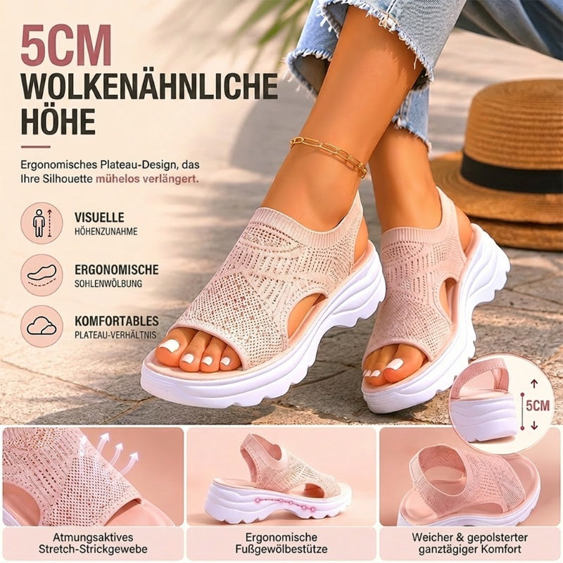 Atmungsaktive Plateau-Sandalen aus Mesh für Damen