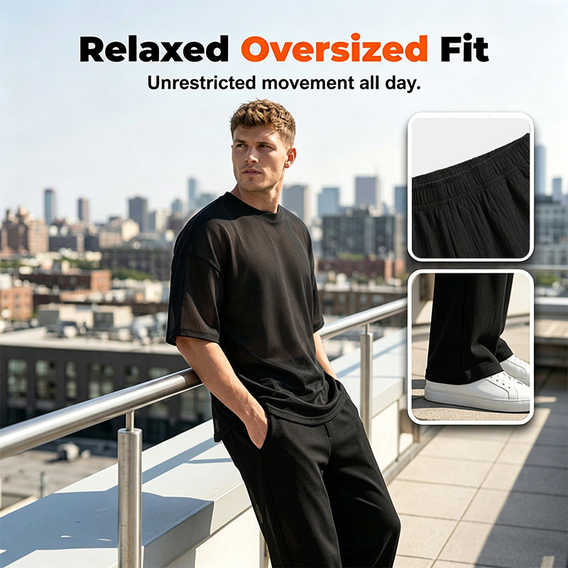 🎁 Nur für kurze Zeit: 50 % Rabatt! 👔 2-teiliges Set: Herren-T-Shirt & weite Hose – Trendig, bequem & sofort tragbar 💥