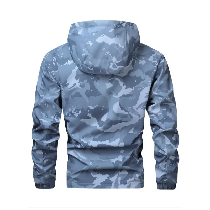 50 % Rabatt | Herren-Kapuzenjacke mit Camouflage-Muster und mehreren Taschen