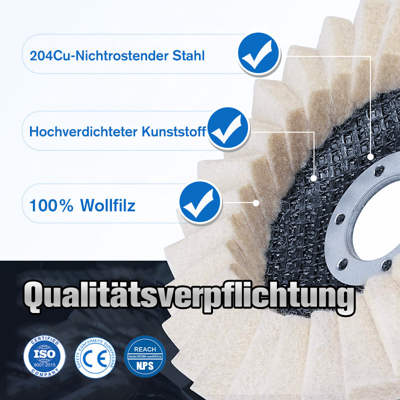 ⚡54 % RABATT !!✨ Wollpolierscheibe für Winkelschleifer – Hochglanz-Spiegelfinish! Langlebig  Vielseitig! 🔧