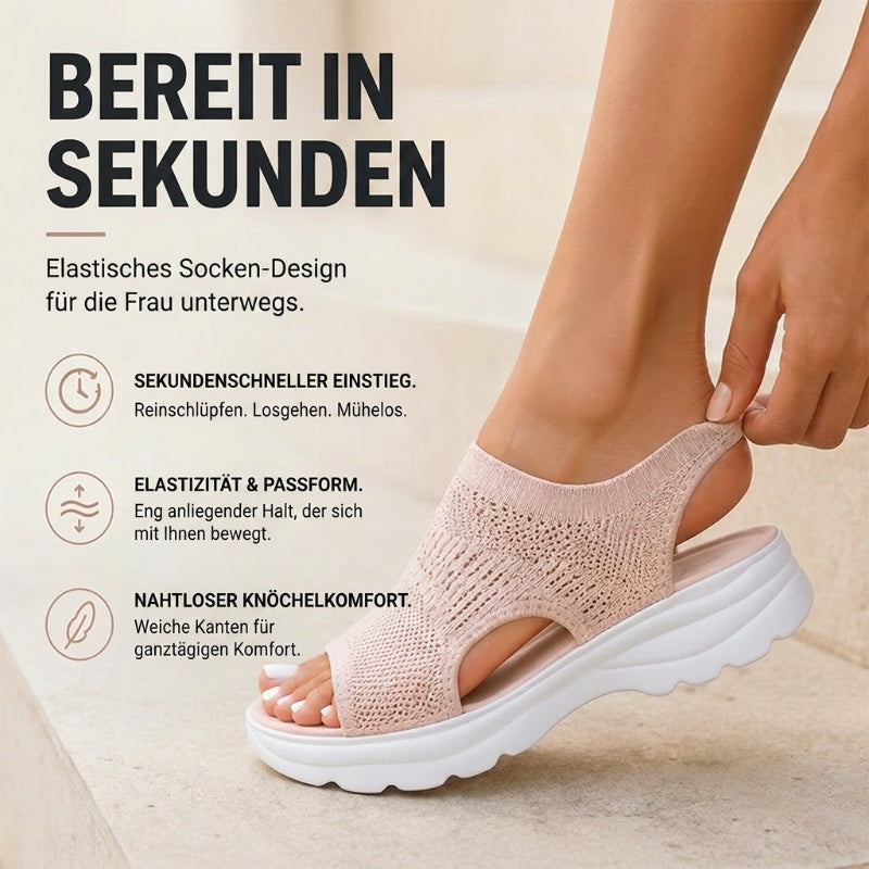 Atmungsaktive Plateau-Sandalen aus Mesh für Damen