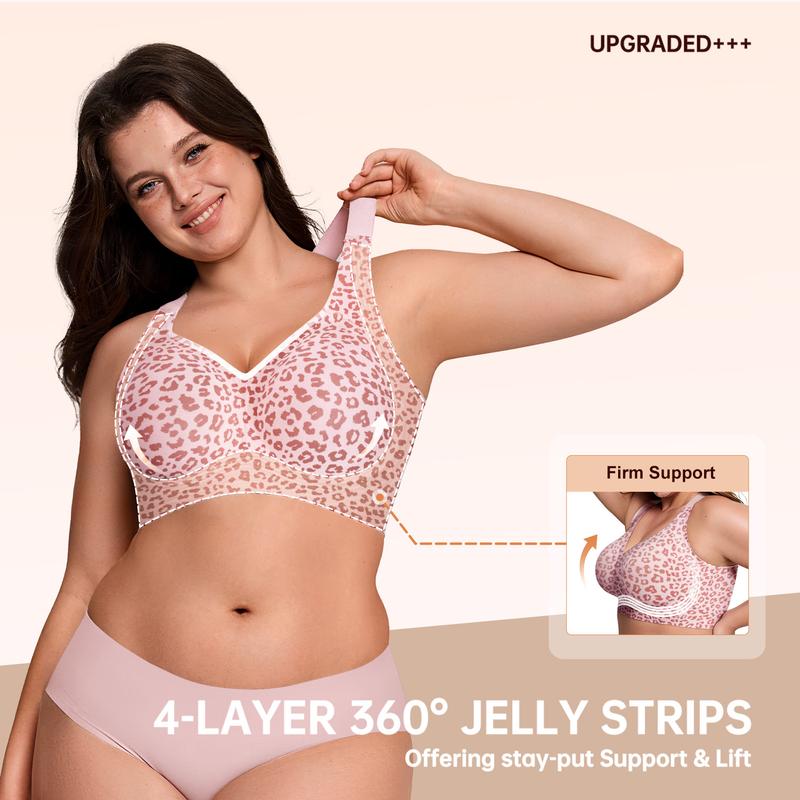 Damen Bügelfreier BH mit Leopardenmuster – 3D-Halt, Memory-Foam & Formgebung | M–5XL