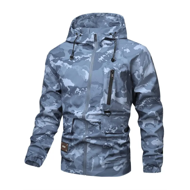 50 % Rabatt | Herren-Kapuzenjacke mit Camouflage-Muster und mehreren Taschen