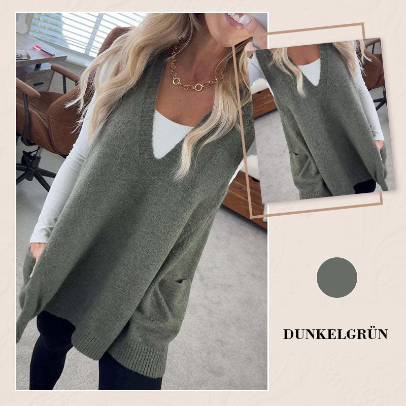 ✨👗Damen-Strickweste mit V-Ausschnitt