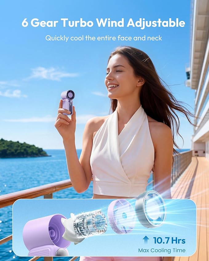 🌀Nur 13.8€ diesen Sommer!!!💨Mini-Handventilator mit LED-Anzeige –👍5-stufiger Turbo-Ventilator im Taschenformat.✨Über USB aufladbar, schnelle Kühlung für Reisen und beim Schminken. Das perfekte Geschenk.  Tragbare Kühlung