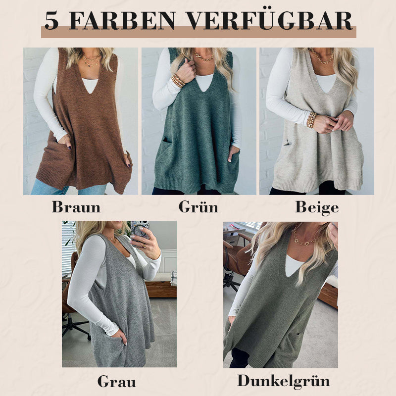 ✨👗Damen-Strickweste mit V-Ausschnitt