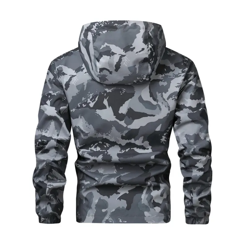 50 % Rabatt | Herren-Kapuzenjacke mit Camouflage-Muster und mehreren Taschen