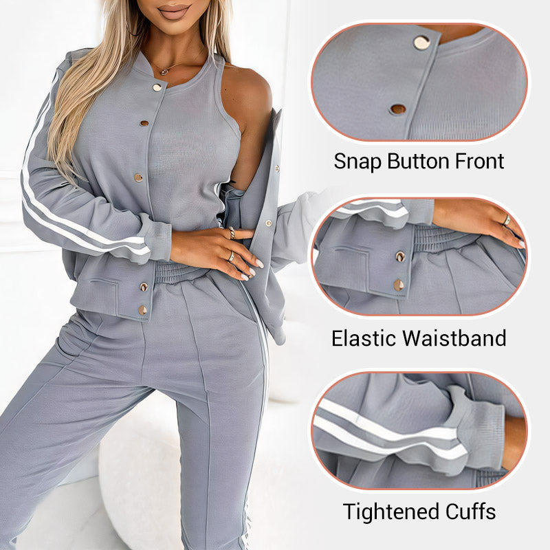 Dreiteiliges Damen-Set – Jacke und Baseballhose, Bequem und Sportlich