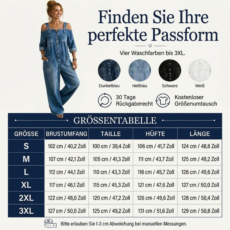 Weit geschnittener Overall mit weitem Bein und Taschen