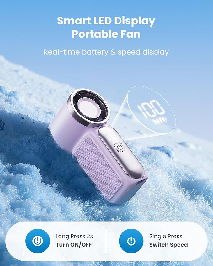 🌀Nur 13.8€ diesen Sommer!!!💨Mini-Handventilator mit LED-Anzeige –👍5-stufiger Turbo-Ventilator im Taschenformat.✨Über USB aufladbar, schnelle Kühlung für Reisen und beim Schminken. Das perfekte Geschenk.  Tragbare Kühlung